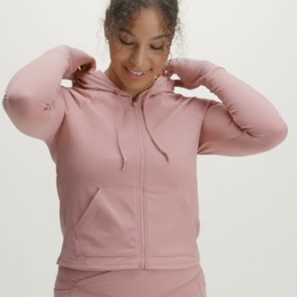 Canyon Pink FABLETICS Oasis Cropped Hoodie Sz XS
